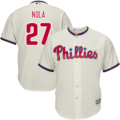 Phillies #27 Aaron Nola Cream Cool Base Stitched Youth MLB Jersey